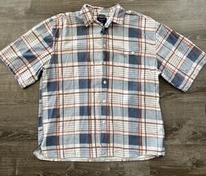 Trust Men's Short Sleeve Button Down Plaid Shirt made of Linen Blend Size 3X